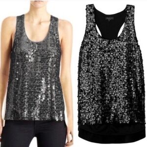 Rag & Bone Sequins Racerback Black Tank Top Blouse sz XS